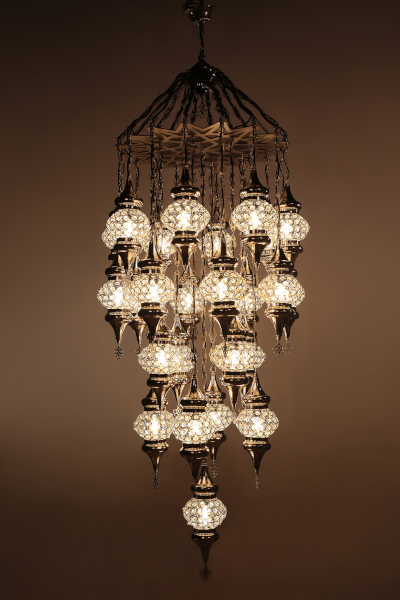 25in1 Luxurious Silver Design Crystal Stony Chandelier